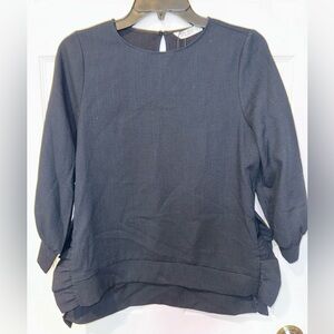 Zara Black Textured Round-Neck Blouse